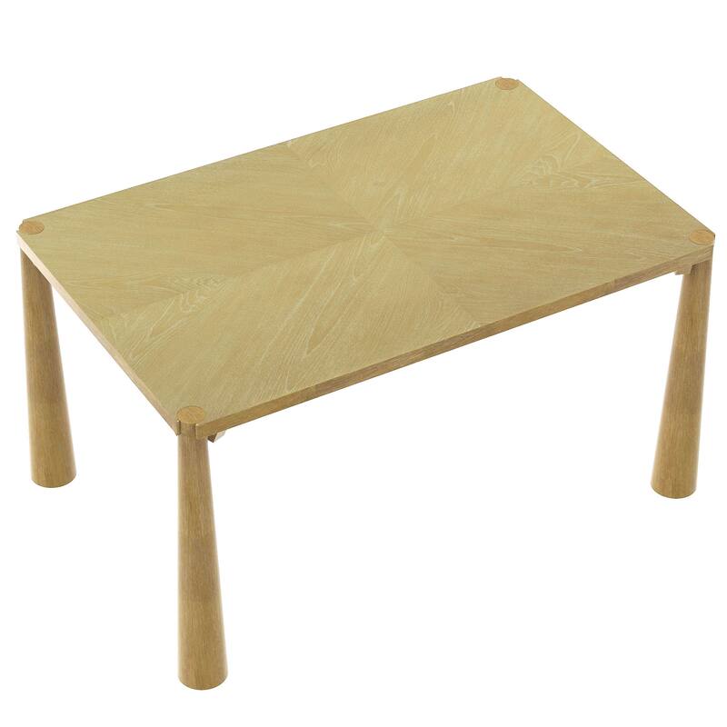 7-Piece Dining Table Set for 6, Wood Kitchen Table Set with Upholstered Chairs & Diagonal Pattern Tabletop