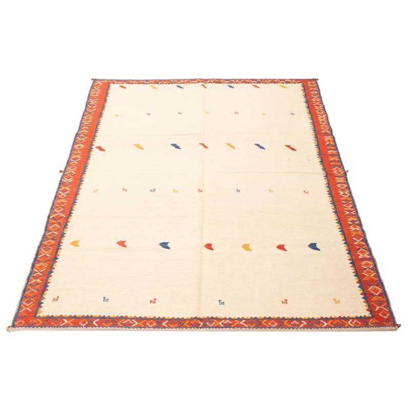 ECARPETGALLERY Flat-Weave Kashkuli Cream Wool Tapestry Kilim - 5'11 x 8'0