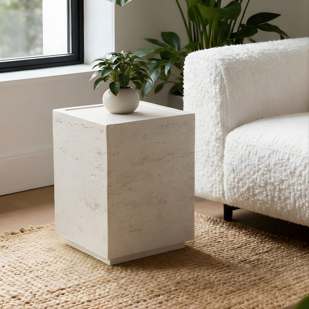 14" Square MGO Side/End Table with a Natural Stone-Look Finish