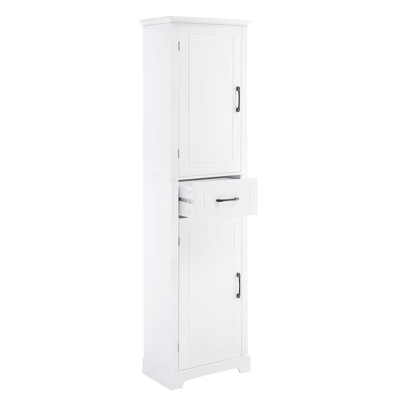 GDF Studio - Peter Modern MDF Tall Bathroom Storage Cabinet with Adjustable Shelves and Two Doors