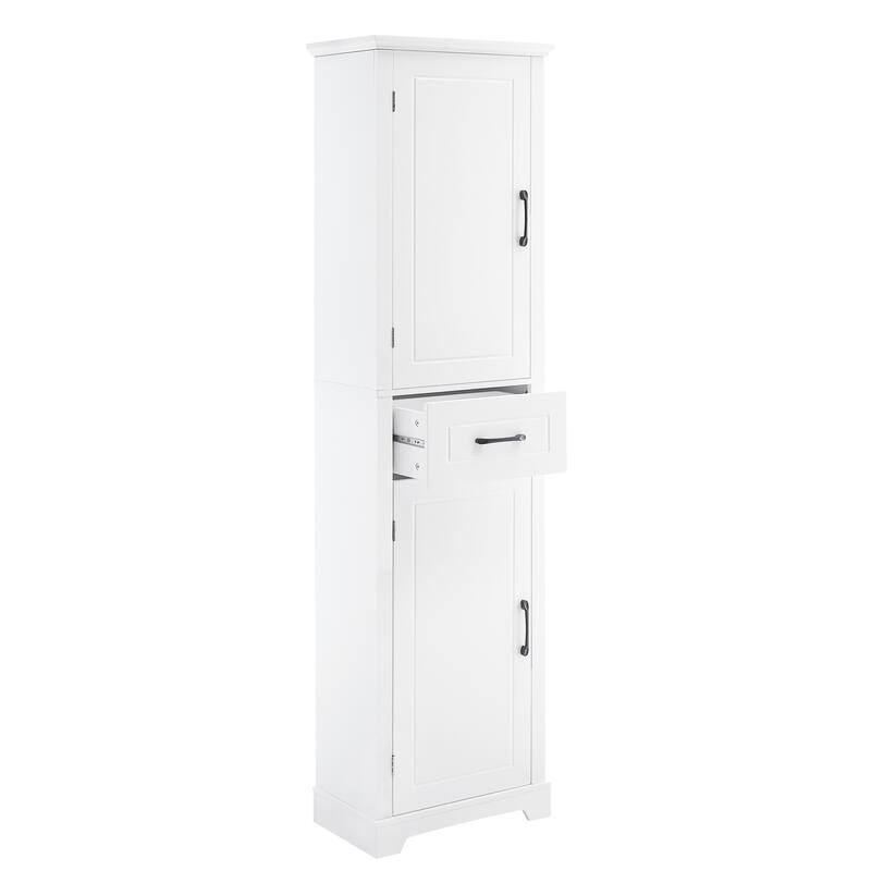 Roomfitters Tall Bathroom Storage Cabinet with 2 Doors Adjustable Shelves and Door Shelf Design MDF Painted Finish, White