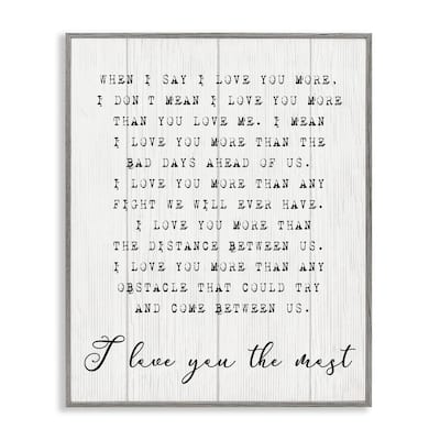 Stupell Inspirational I love You the Most Phrase Couple Relationship Framed Giclee Texturized Art by Daphne Polselli