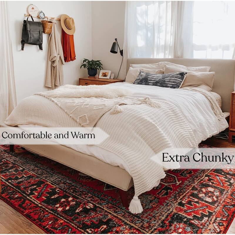 Organic Cotton Chunky Knit Oversized Throw Blankets, 50"X70"