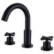 preview thumbnail 4 of 28, 8.2"H Solid Brass Widespread 2-handle Bathroom Sink Faucet Matte Black