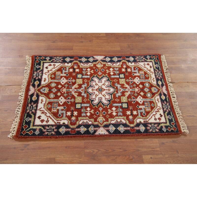 Geometric Kazak Accent Rug Hand-Knotted Wool Carpet - 2'0" x 3'0"
