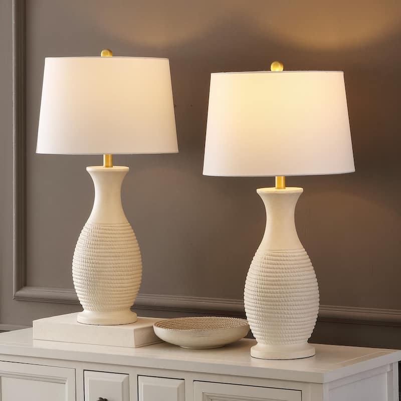 SAFAVIEH Lighting Bentlee Grey 30-inch LED Table Lamp (Set of 2) - 15"W x 15"D x 30"H - Brass Gold