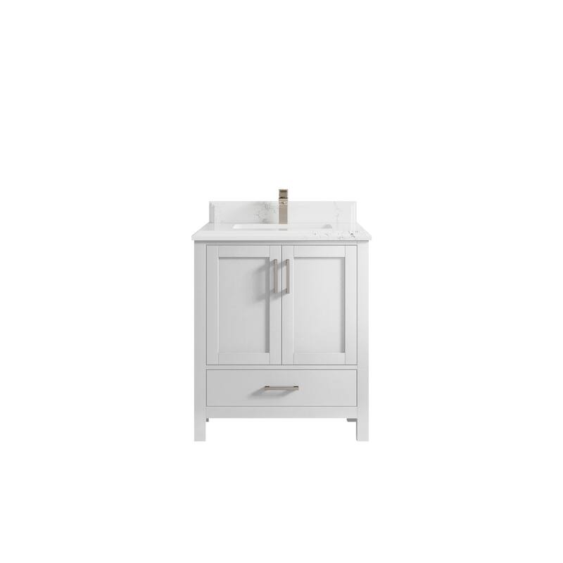 Willow Collections 30 in. W x 22 in. D Malibu Single Sink Bathroom Vanity with Countertop - 1.5" Empira White - White