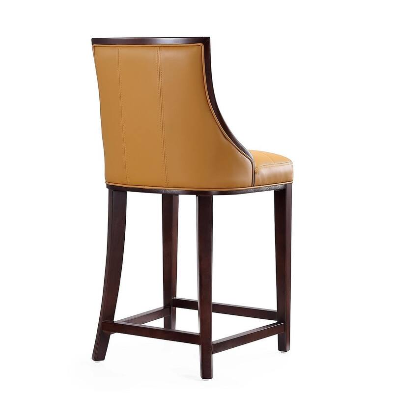 Manhattan Comfort Fifth Ave Dark Walnut Wood Counter Height Bar Stool (Set of 3)