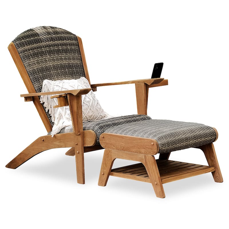 Cambridge Casual Auburn 2-piece Teak Patio Adirondack Chairs with Ottoman