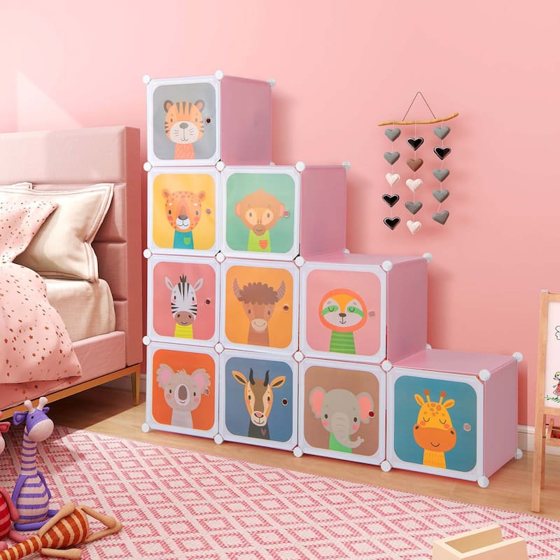 Costway 12-Cube Kids Wardrobe Baby Dresser Bedroom Armoire Clothes
