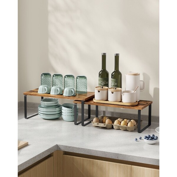 Two Tier Kitchen Counter Shelves Space Saving Cabinet Organizers for Small Spaces Set of 2 On Sale Bed Bath Beyond 39679956