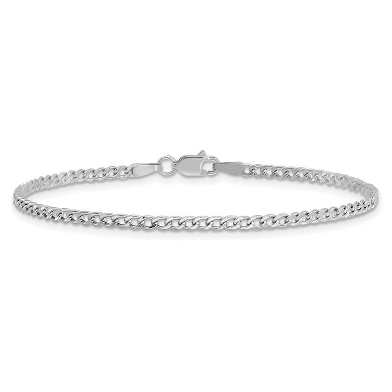 Curata Yellow or White Gold 10" Curb Link Chain Anklet - 10k or 14k - different widths