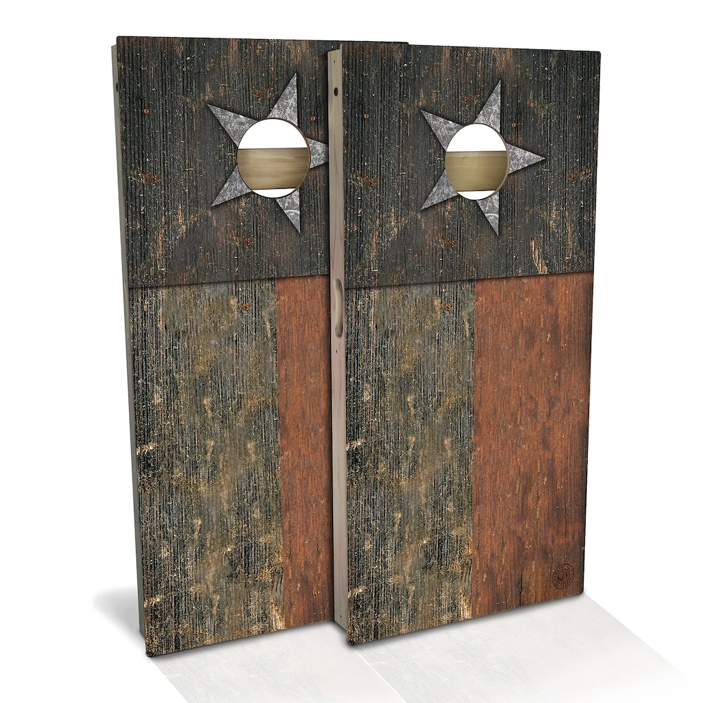 Texas Flag Rustic Outdoor Cornhole Board Set