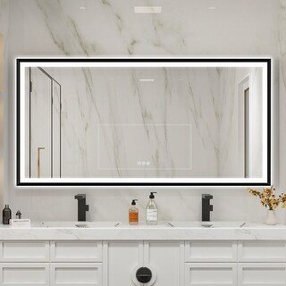 Wall Mounted Back Light Bathroom Framed LED Mirror Anti- Fog With ...