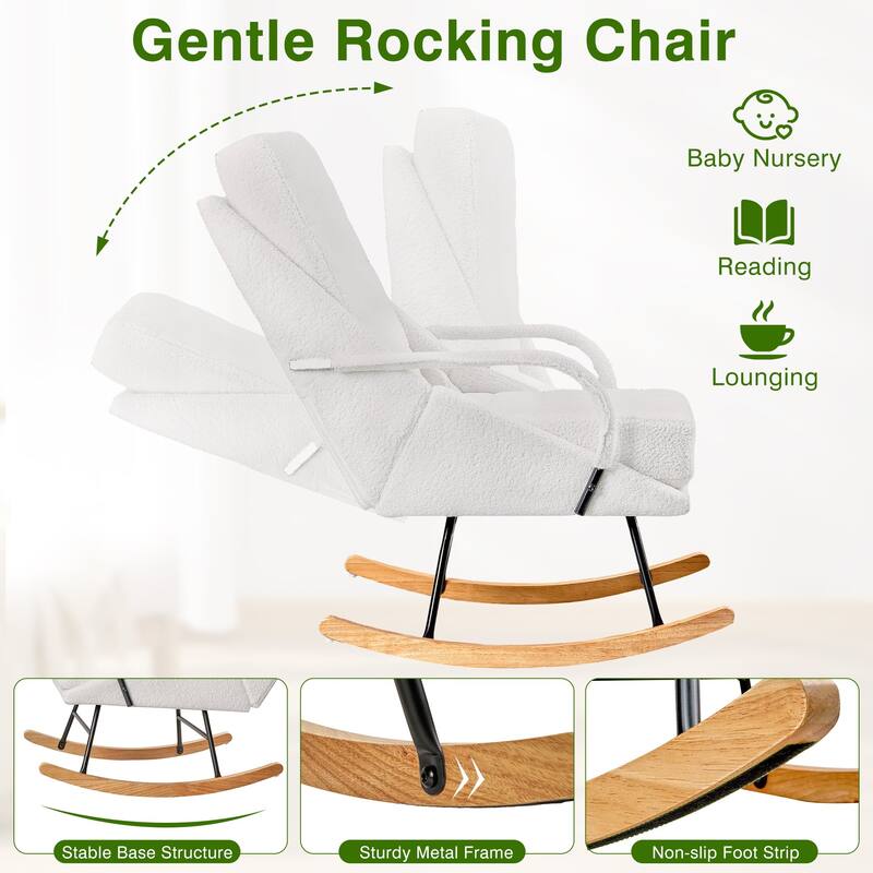 Javlergo Nursery Rocking Chair Upholstered Modern Rocking chair with Wingback & Armrest Tall Back Accent Glider Rocker Chairs