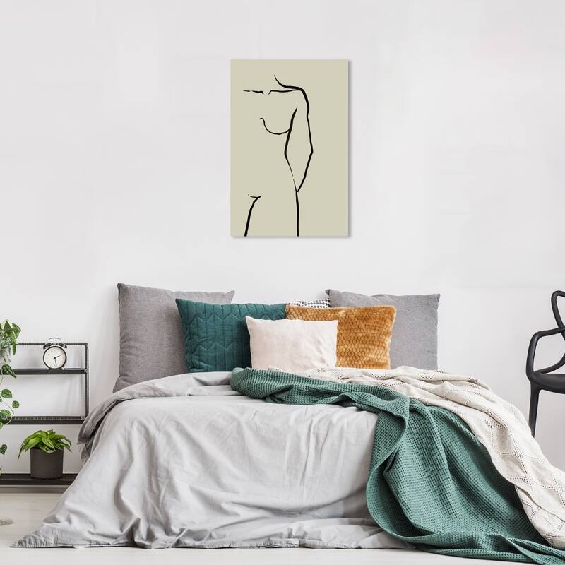 Wynwood Studio Canvas Fashion and Glam Sample Drawing Body Black and Light Gray Modern & Contemporary Wall Art Canvas Print - 24 x 16