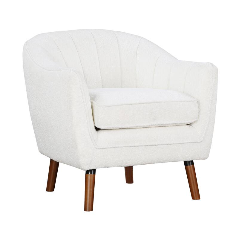 Mid-Century Modern Chenille Armchair with Channel Stitching