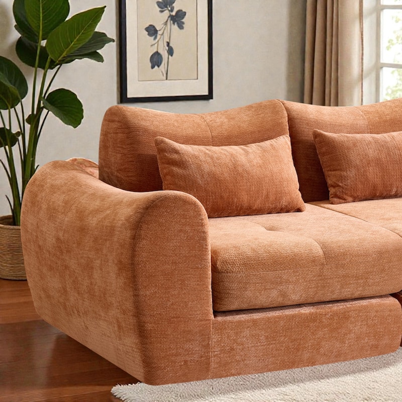 Modular Cloud Sofa, Convertible Folding Sofa Bed, 3-Seat Cushioned Sectional Couch for Living Room Bedroom