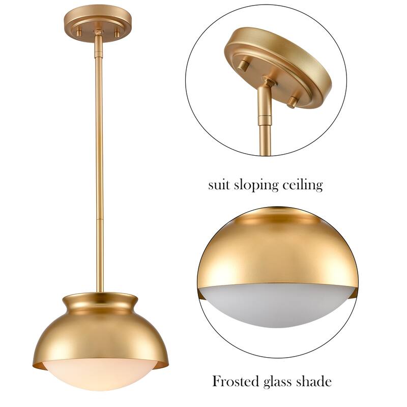 Urus Vintage Pendant Light Fixture with Milk Glass Shade