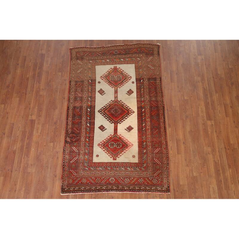 Malayer Vegetable Dye Persian Rug Hand-knotted Wool Carpet - 4'2" x 6'8"