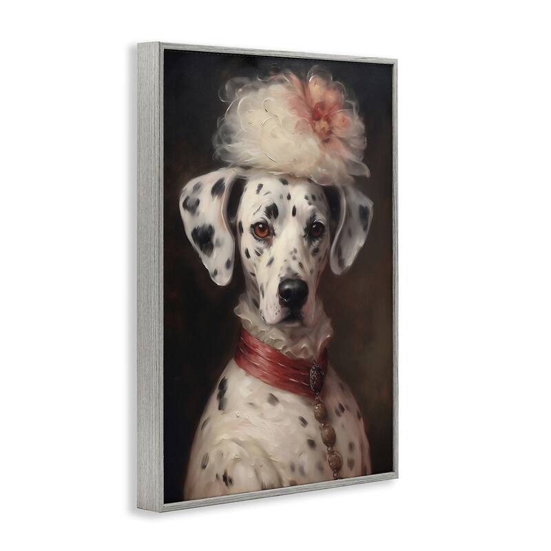 Stupell Dalmatian with Fancy Hat Portrait Framed Giclee Art Design By Wumples