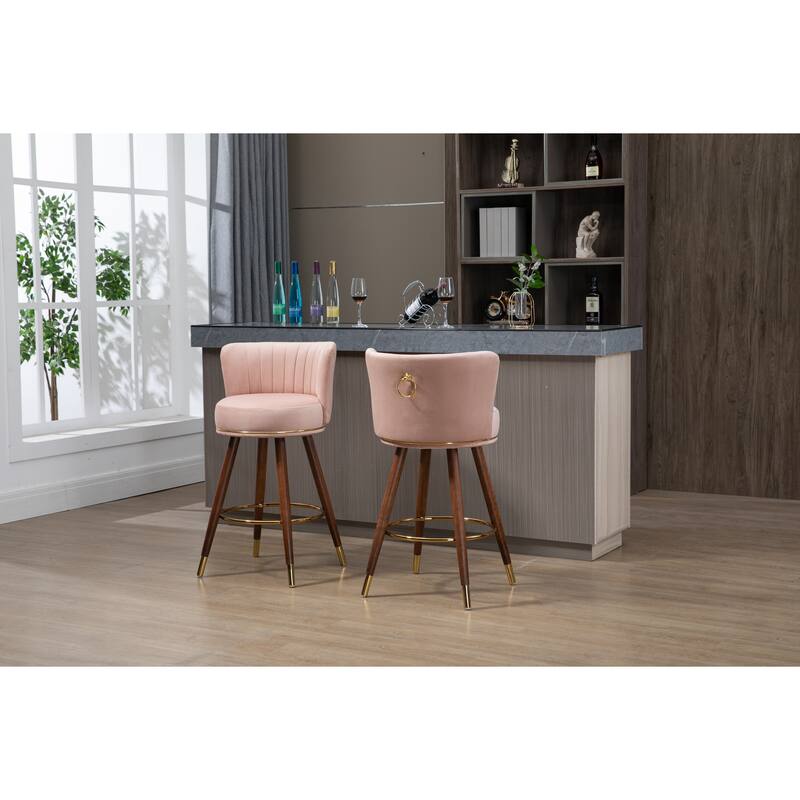Counter Height Bar Stools Set of 2 for Kitchen Counter Solid Wood Legs
