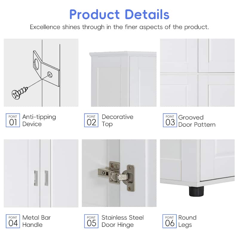 Tall and Wide Bathroom Floor Storage Cabinet
