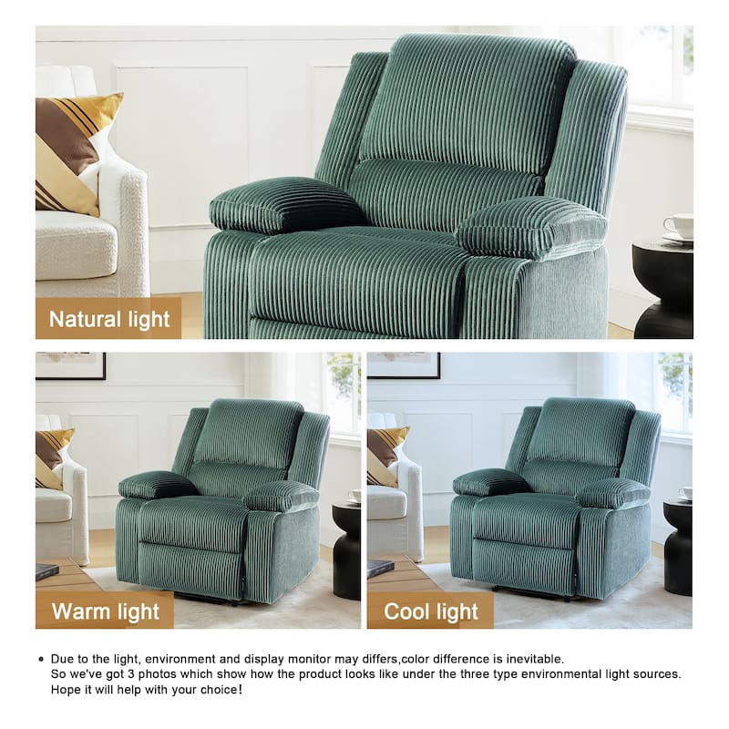 Corduroy Manual Recliner Glider Club Chair with Footrest