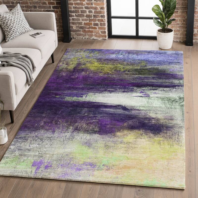 Premium Washable Super Soft Modern Abstract Mayfield Rug - Purple - 8' x 10'