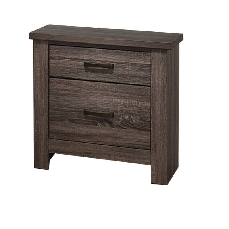 Oak Gray 2 Drawer 16 in. W Nightstand with Bar Metal Handles