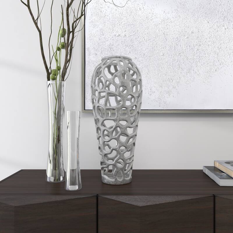 Gold Aluminum Metal Cutout Coral Decorative Vase