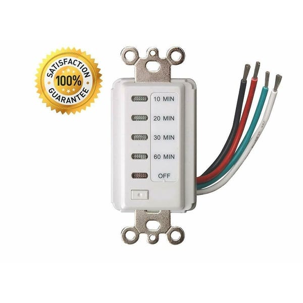 Bathroom Fan Auto Shut Off 5-10-15-30 Minute Outlet - Countdown Electrical  Wall Switch Timer, White Plug in Outlets (1 Pack) - Overstock - 28353318