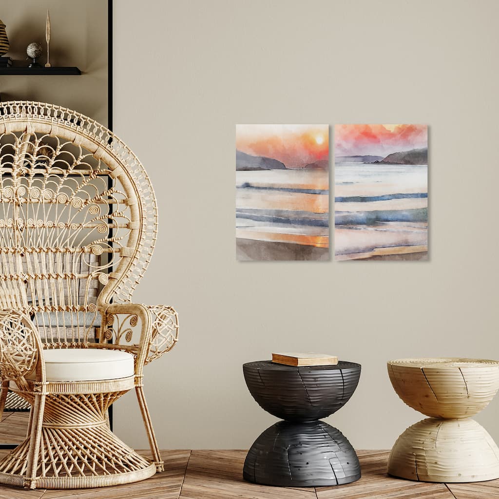 Wynwood Studio Canvas Nautical and Coastal Amber Sky SET Orange and Nautical & Coastal Wall Art Canvas Print