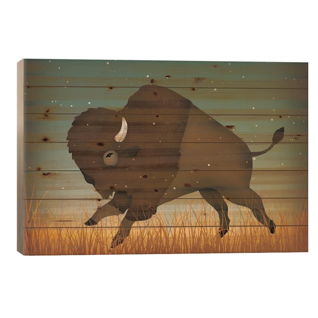 American Bison (Buffalo) Print On Wood by Ryan Fowler - Multi-Color