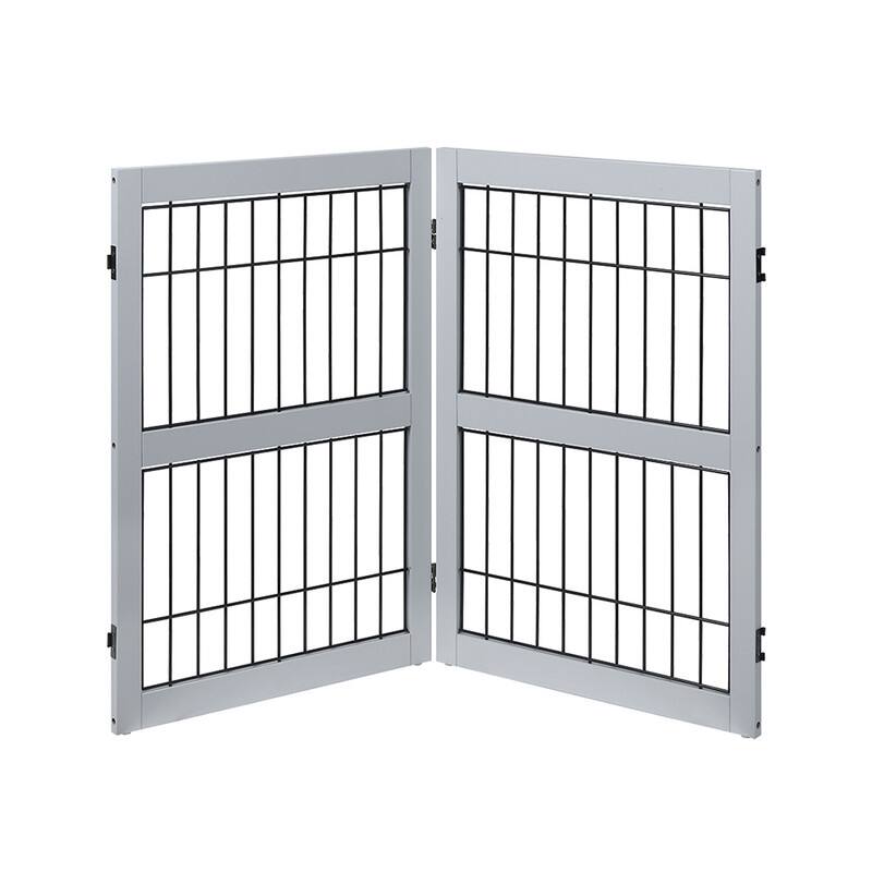Unipaws Freestanding Wire Pet Gate with Door and 4 Support Feet