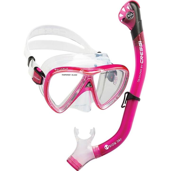 Cressi Snorkel Swimming Set for Adult, Large/XLarge, Translucent Pink