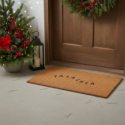 HomeRoots 17" X 29" Brown And Black Christmas Outdoor Coir Door Mat - 17.00' X '29.00