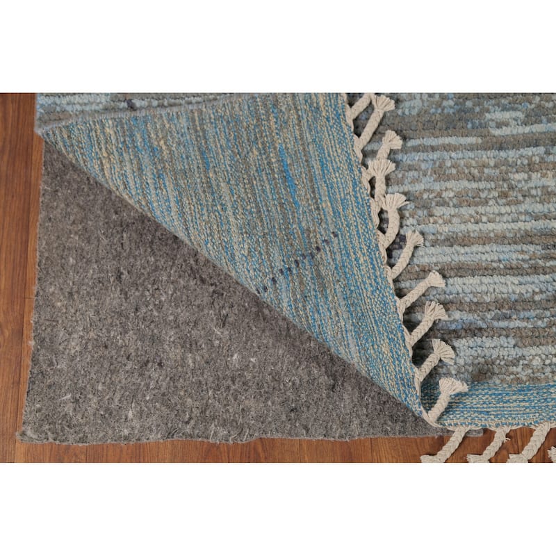 All-Over Trellis Striped Moroccan Area Rug Handmade Wool Carpet - 8'3"x 11'4"