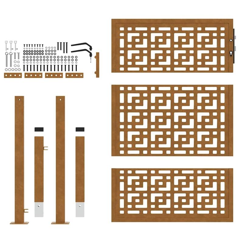 vidaXL Garden Gate Black Steel Leaf Design