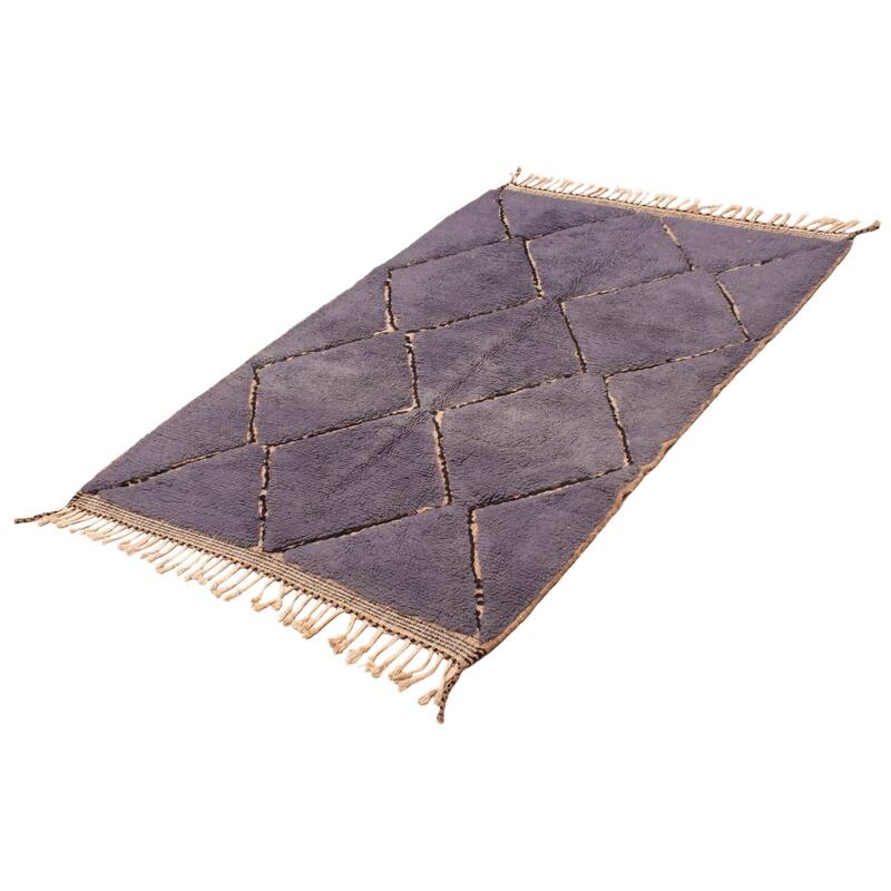 ECARPETGALLERY Hand-knotted Beni Ourain Purple Wool Rug - 5'3 x 7'8