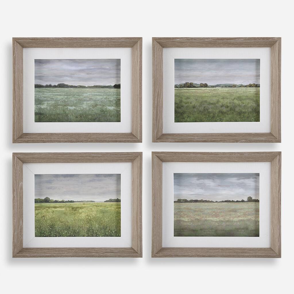 Quiet Meadows Rectangular Prints Wall Art 16.75" Green Brown Set of 4
