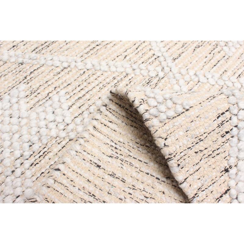 ECARPETGALLERY Braid weave Sienna Beige Wool Rug - 5'2 x 8'0
