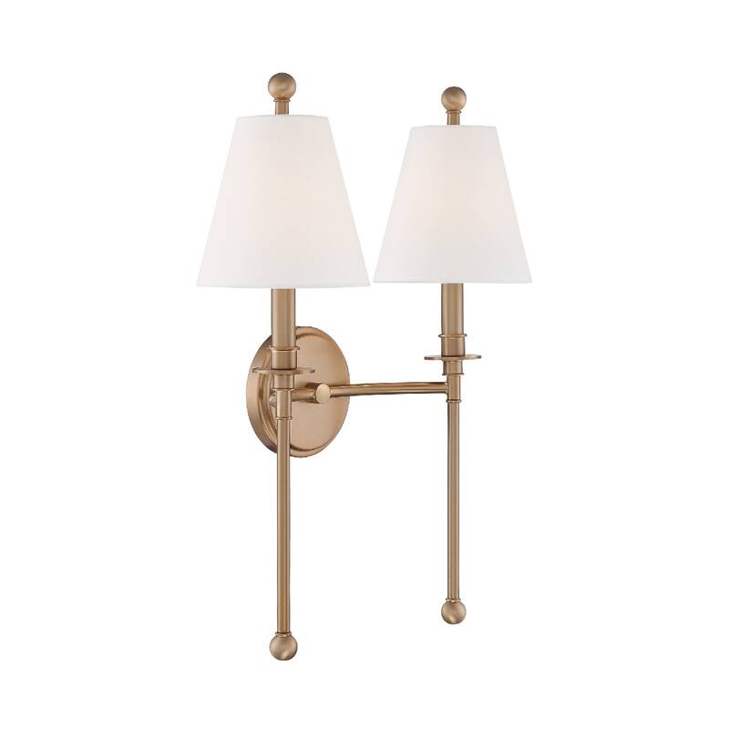 Riverdale 2 Light Aged Brass Wall Mount - 15'' W x 14.5'' H x 7'' D