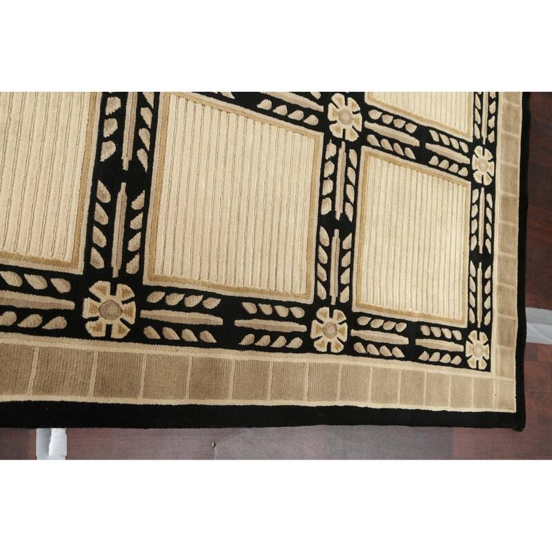 Geometric Nepalese Vegetable Dye Oriental Wool Area Rug Hand-knotted - 6'2" x 9'3"