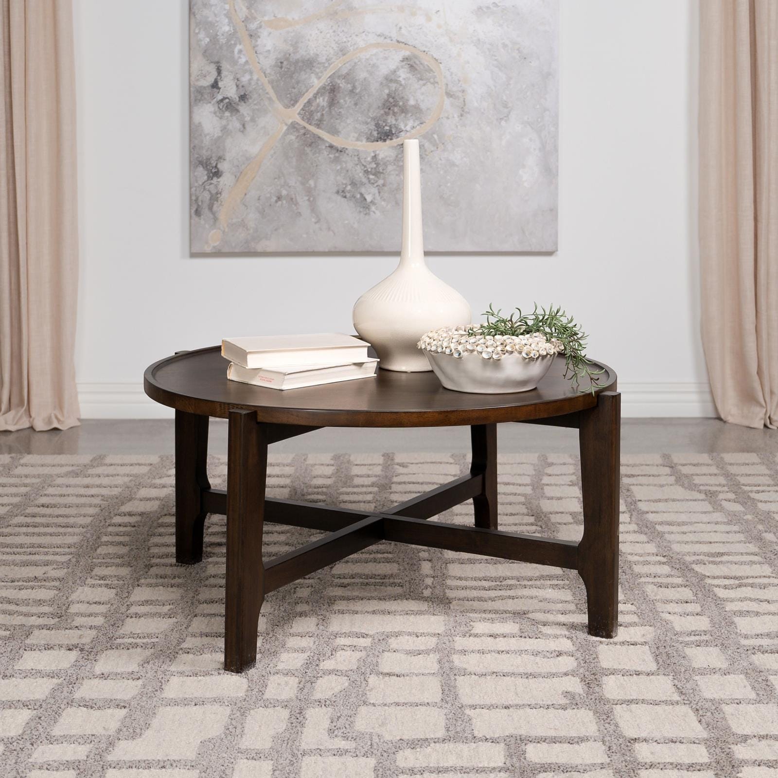 Mavis Dark Brown Round Coffee Table