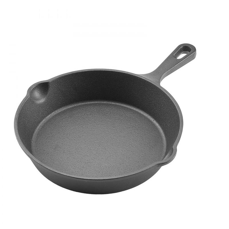 3 Piece Black Cast Iron Skillet Frying Pan Set with Ergonomic Handle for Stovetop and Oven Cooking