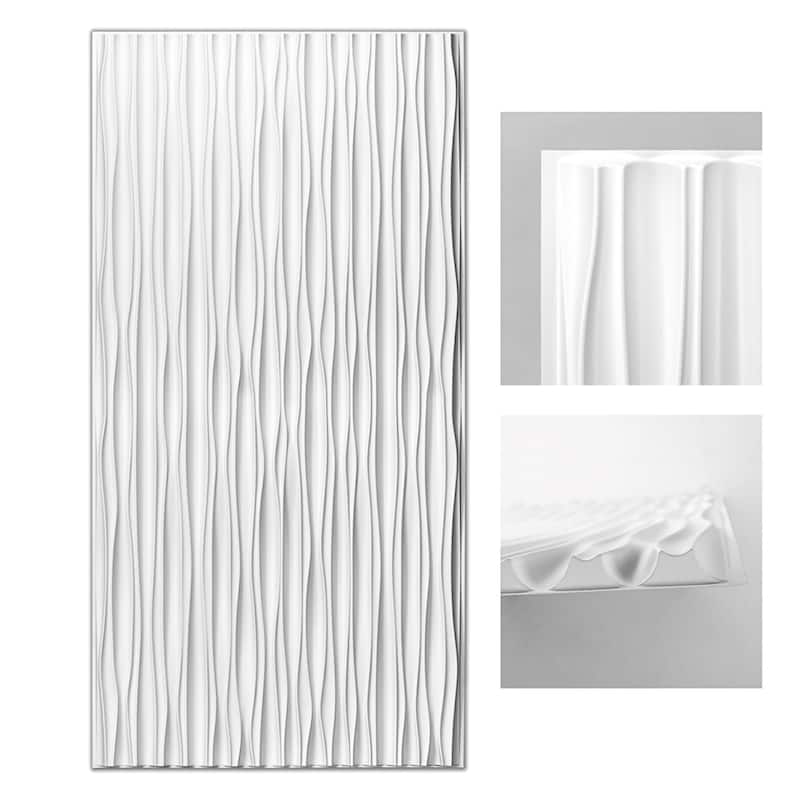 Art3d 47.2X23.6 in PVC 3D Wall Panels for Interior Wall Decor,Textured Wavy Wall Panels, 46.2 SF, 6-Sheet - 47.2x23.6 in - White