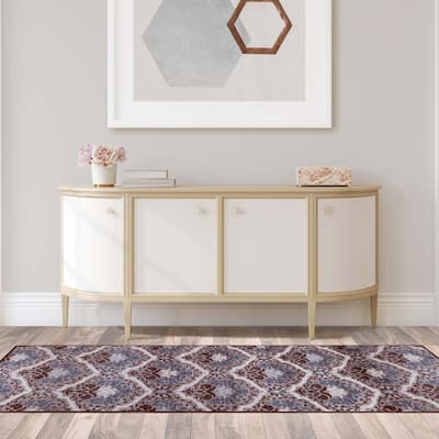 Superior Chloe Floral Damask Non-Slip Washable Indoor Runner or Area Rug