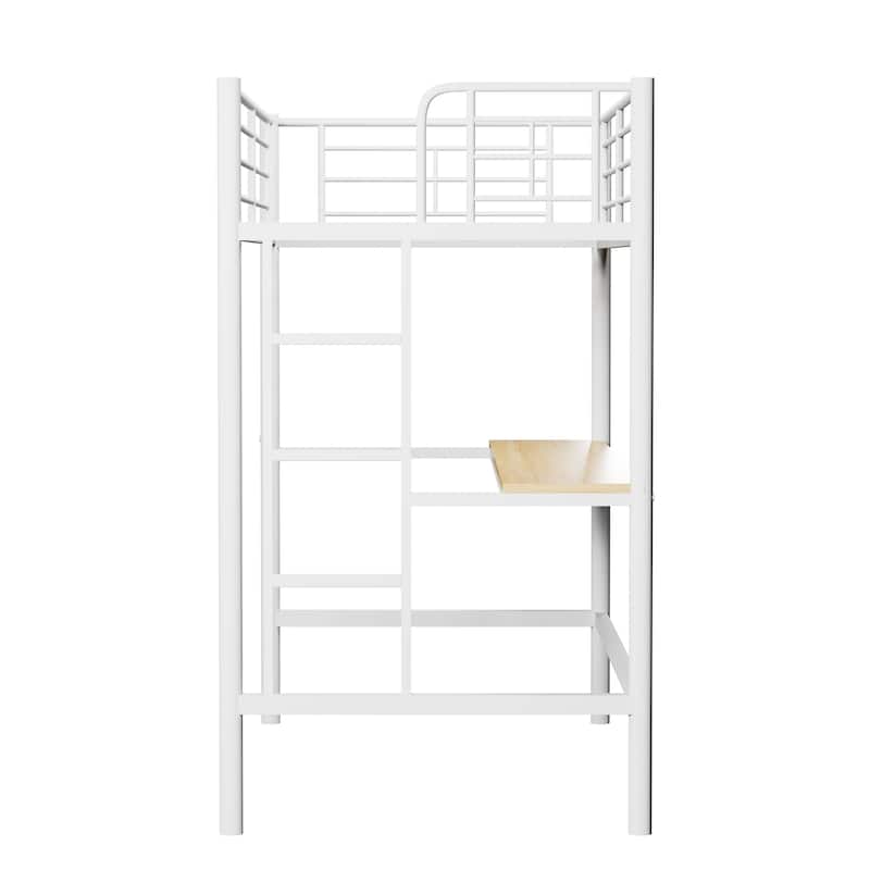 Javlergo Twin Bunk Bed with Desk Reversible Ladder Space Saving Twin loft Bed with Stairs and Full Length guardrail