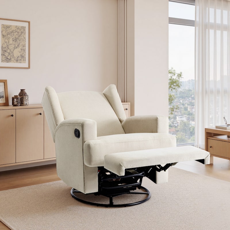 UIXE Upholstered Chenille/Boucle Swivel Glider Rocker Recliner